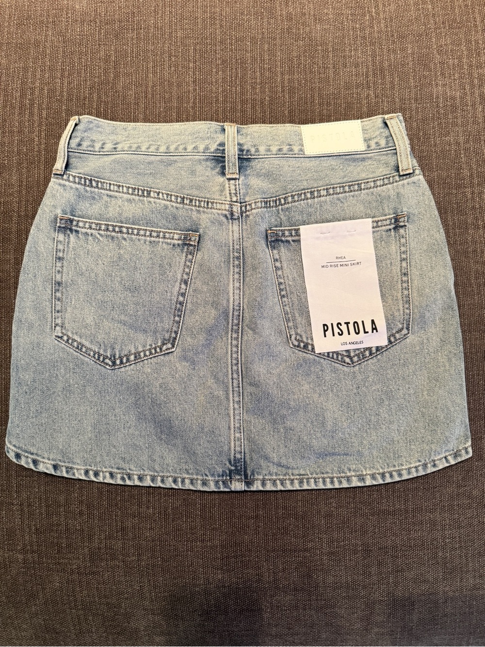 Pistola Rhea Mid Rise Light Blue Denim Mini Skirt - Picture 2 of 5